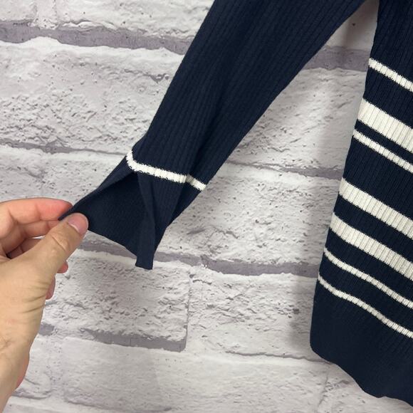 Chico's Women's M‎ Nautical Coastal Preppy Artsy Asymmetrical Hem Tunic Sweater - Picture 5 of 11